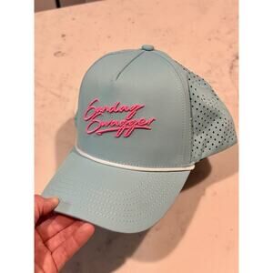 Sunday Swagger Hat Rope Snapback Embroidered Logo Golf Teal Blue Pink White Cap